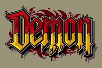 DEMON Text art design illustration