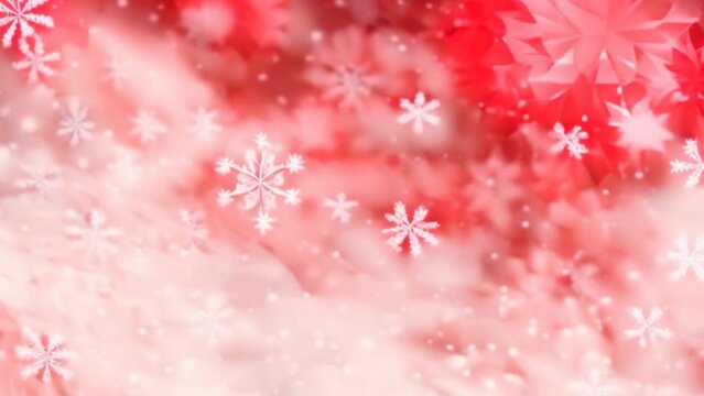 Red Christmas background with snowflakes and holiday decorations