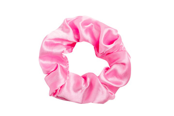 Pink hair elastic on empty background
