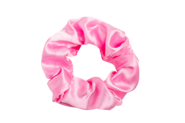 Pink hair elastic on empty background