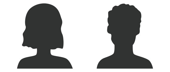 Flat illustration. Woman and man silhouette icon. Perfect as a profile avatar, social media and screensaver...