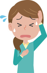 頭を抱えて困る女性