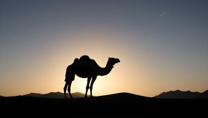 Fototapeta na wymiar A Camels Hump Silhouetted Against The Desert Sky Upscaled 3