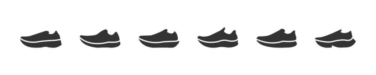 Sneaker running shoes icon set. Sneakers silhouettes. Running shoe. Vector illustration - obrazy, fototapety, plakaty