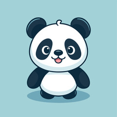 Cute Kawaii Panda Vector Clipart Icon Cartoon Character Icon on a Baby Blue Background