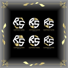 RS letter luxury logo set design.RS monogram polygonal and circle shape vector. RS luxury design.