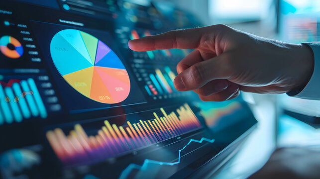 Financial dashboard showing diversification of investment or asset allocation or portfolio management on stock market and fund, analysis and research investment plan