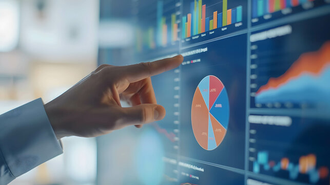 Financial dashboard showing diversification of investment or asset allocation or portfolio management on stock market and fund, analysis and research investment plan