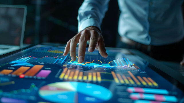 Financial dashboard showing diversification of investment or asset allocation or portfolio management on stock market and fund, analysis and research investment plan