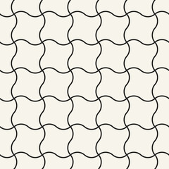 Vector seamless pattern. Repeating geometric elements. Stylish monochrome background design. - 762375599