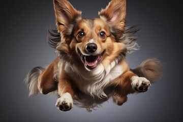 Energetic Dog Jumping With Paws Out Generative AI