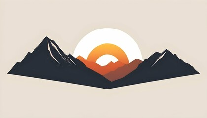 Fototapeta na wymiar A Minimalist Silhouette Of A Mountain Range With A Upscaled