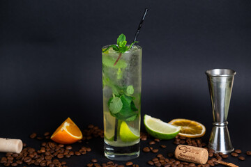 Mojito Cocktail on black background