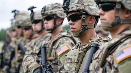 A group of soldiers in full army gear - obrazy, fototapety, plakaty