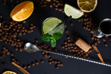 Mojito Cocktail on black background