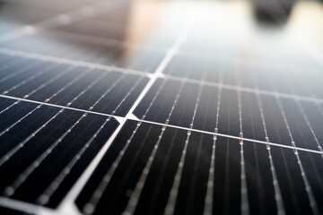 Solar energy panel photovoltaic cell. Solar energy system with photovoltaic solar cell panels - obrazy, fototapety, plakaty