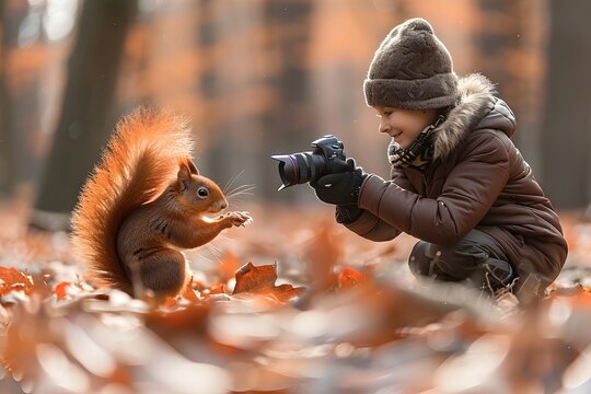Children's photographer takes pictures of squirrels