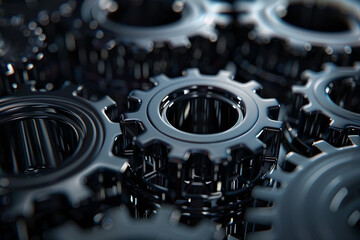 Fototapeta premium Bring to life a dynamic 3D animation of gears rotating and interlocking in a mesmerizing and seamless display