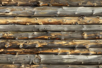Close-up Texture of Horizontal Brown Wooden Logs Piled for Construction or Firewood