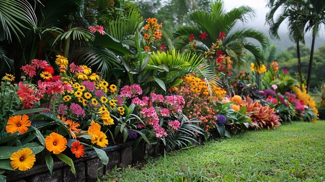 Colorful Flower Garden in Full Bloom
