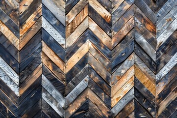 Rustic Chevron Wooden Parquet Floor Texture - Herringbone Wood Pattern with Vintage Aesthetic for Background or Design
