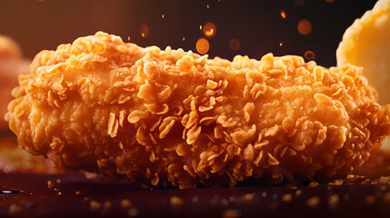 Mouth-watering crispy fried chicken close-up - obrazy, fototapety, plakaty