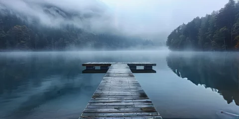 Fototapeten Dock in the Middle of a Lake © yganko