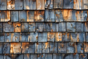 Vintage Weathered Wooden Shingles Texture with Rustic Appeal and Natural Patterns