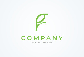 Letter F Leaf Logo. letter F with leaf combination. Flat Vector Logo Design. vector illustration	