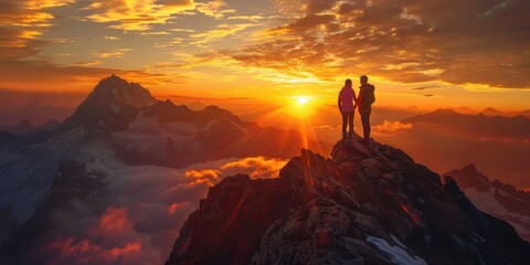 HD Mountain Summit Sunrise - obrazy, fototapety, plakaty