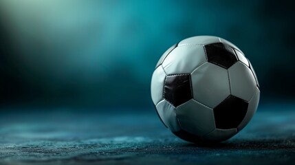 Soccer ball on a dark background with copyspace for text