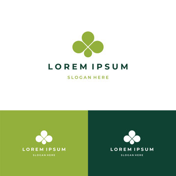 creative tree clover leaf logo design concept
