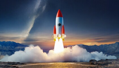 rocket in the sky - obrazy, fototapety, plakaty