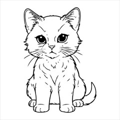 A cat drawn with lines, showcasing its shape and features.