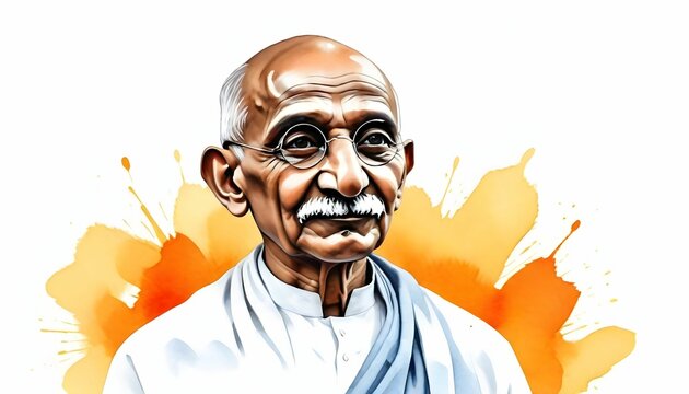 Mahatma Gandhi of india with indian flag colours