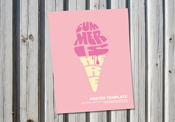 Summer Poster Template with Typography Shaped Ice Cream