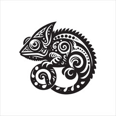 Chameleon black and white minimalist logo
