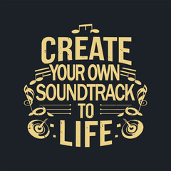 Naklejka premium Music t-shirt design template. Music shirt illustration. Music typography. Music lettering.