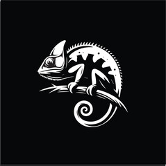 Chameleon black and white silhouette design