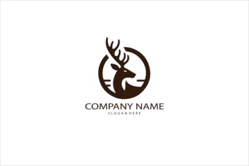 Foto op Aluminium Buck Deer Logo, Simple Vector of Buck Deer, Great for your Hunting Logo, Deer Logo © zigmomen