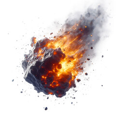 Burning meteorite with fire isolated on transparent background PNG Image - obrazy, fototapety, plakaty