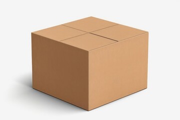 Closed cardboard box mockup on a white background