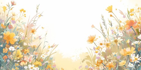 Watercolor floral background vector presentation design