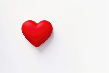 A red heart on white background with copy space, Valentine's day and love concept