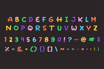 3d bubble font, alphabet y2k. vector illustration. number