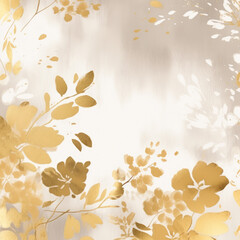 Delicate watercolor floral art on gold hue
