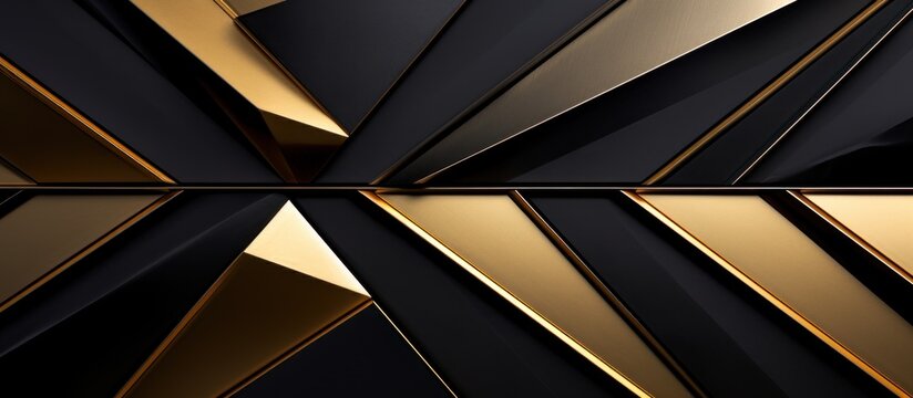 Abstract geometric background with black and golden concrete tile.