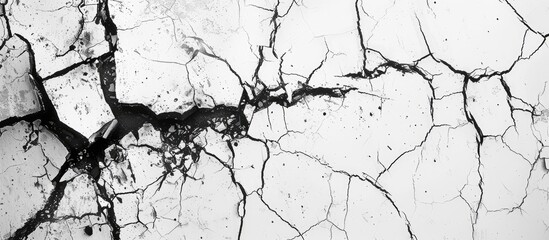 A monochrome photo of a cracked wall resembling the pattern of tree trunks. The natural landscape...