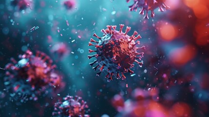 deadly 3d virus inside the human body through red and blue veins of different sizes