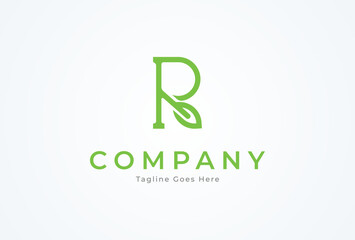 Letter R Leaf Logo. letter R with leaf combination. Flat Vector Logo Design. vector illustration	